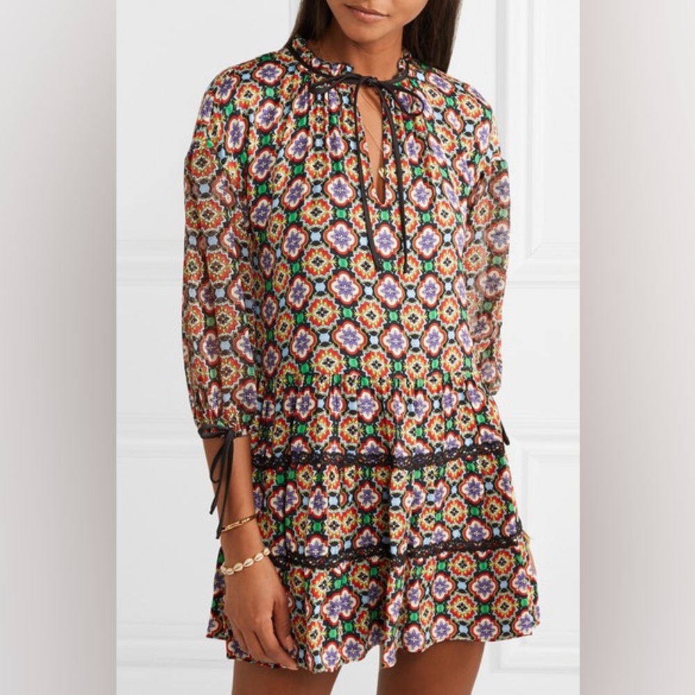 Alice + Olivia Multicolor Floral Mosaic Mini Dress
